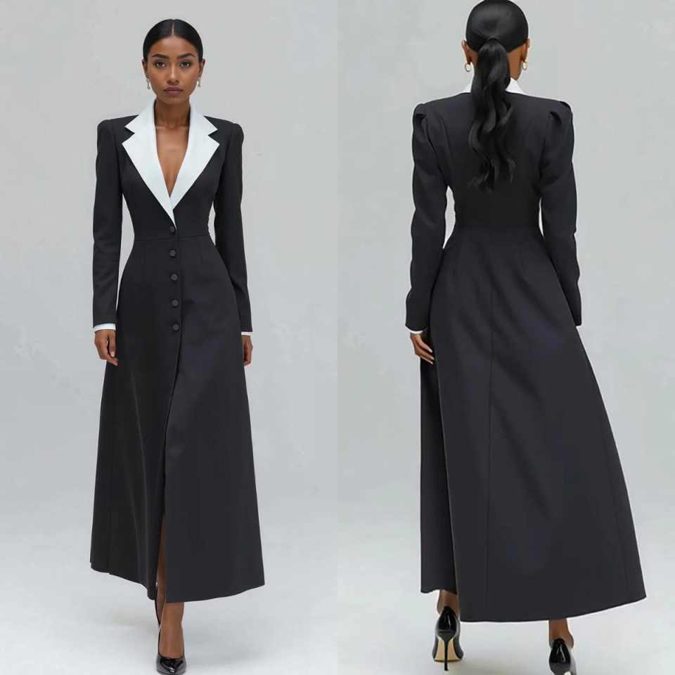 Women Formal Wear With Tie - Jaket Blazer Panjang Wanita A Line