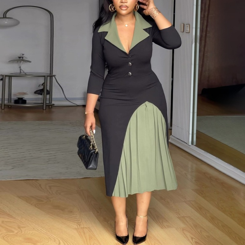 Women Formal Wear H&M - Gaun Fashion Color Block A Line