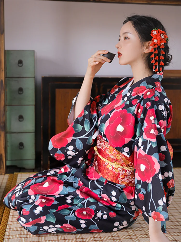 Gaun Panjang Wanita Motif Bung - Japanese Women Formal Wear ulasan dan harga