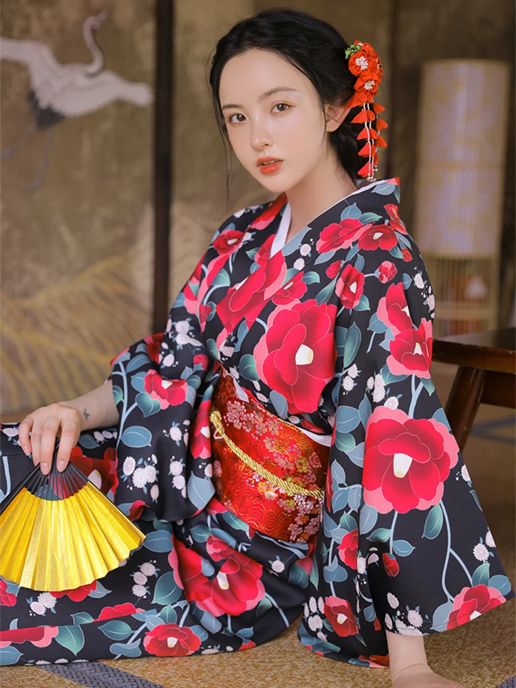 Gaun Panjang Wanita Motif Bung - Japanese Women Formal Wear ulasan dan harga