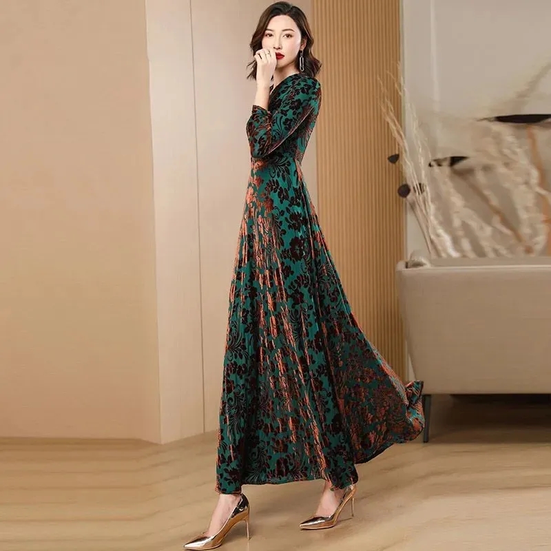 Gaun lengan panjang beludru em - Women'S Green Formal Wear ulasan dan harga