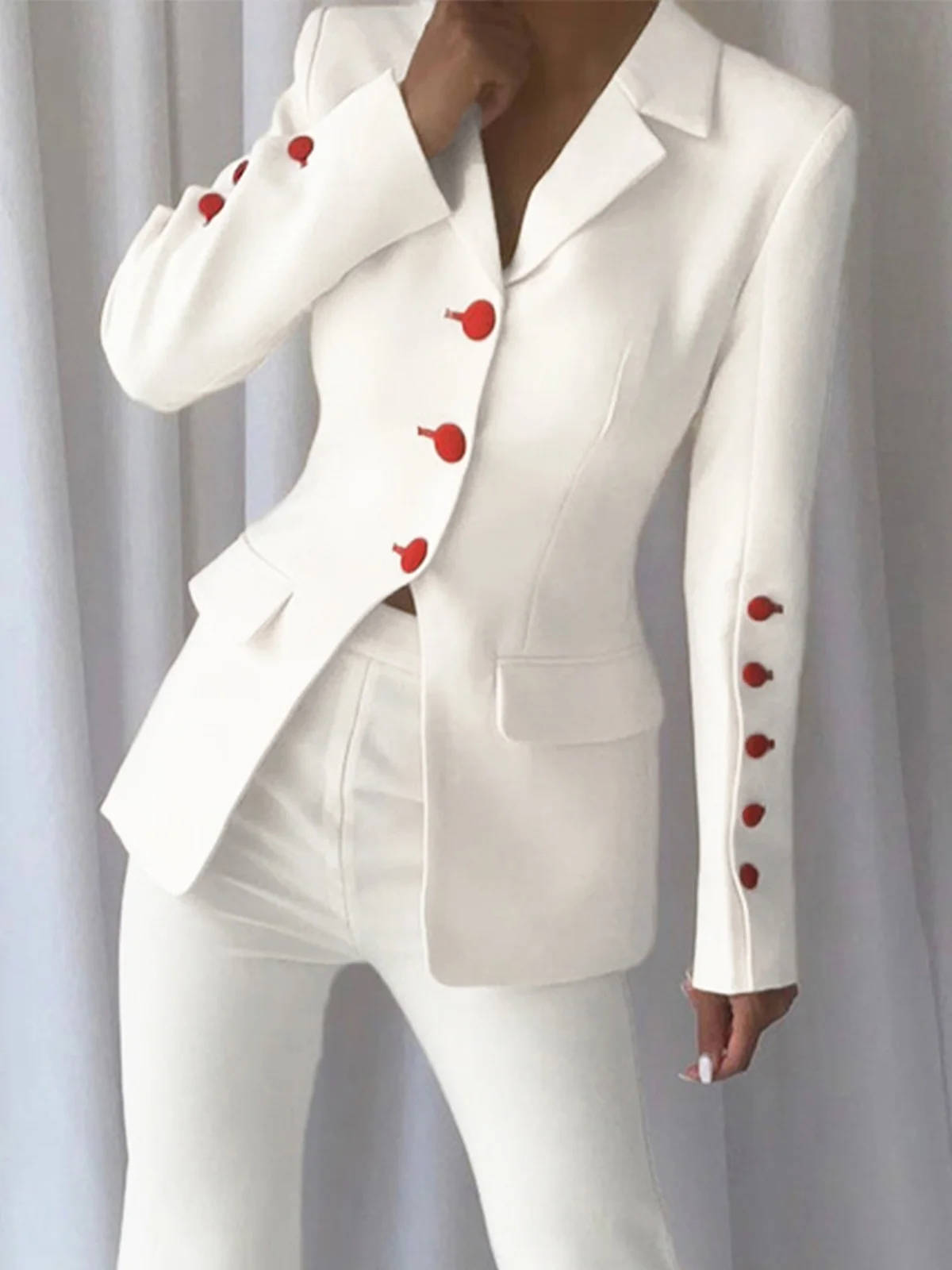 Setelan Jas Wanita Merah Putih - Women Formal Wear With Tie ulasan dan harga