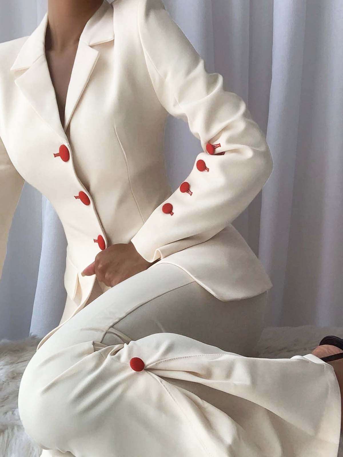 Setelan Jas Wanita Merah Putih - Women Formal Wear With Tie ulasan dan harga
