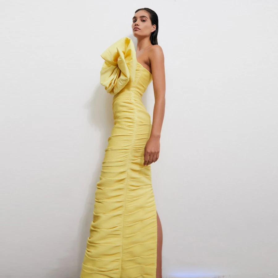 Gaun Malam Arab Kuning Lipit R - Women Formal Wear H&M ulasan dan harga