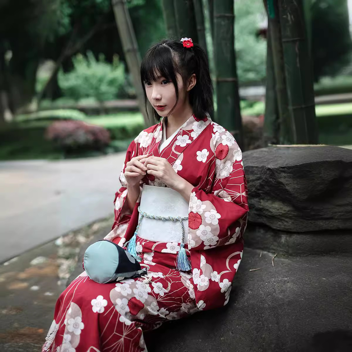 Kimono Yukata Jepang Merah Wan - Japanese Women Formal Wear ulasan dan harga