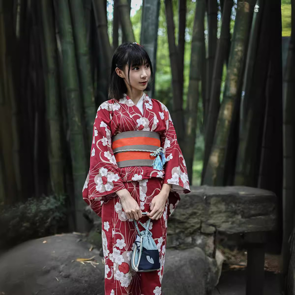 Kimono Yukata Jepang Merah Wan - Japanese Women Formal Wear ulasan dan harga