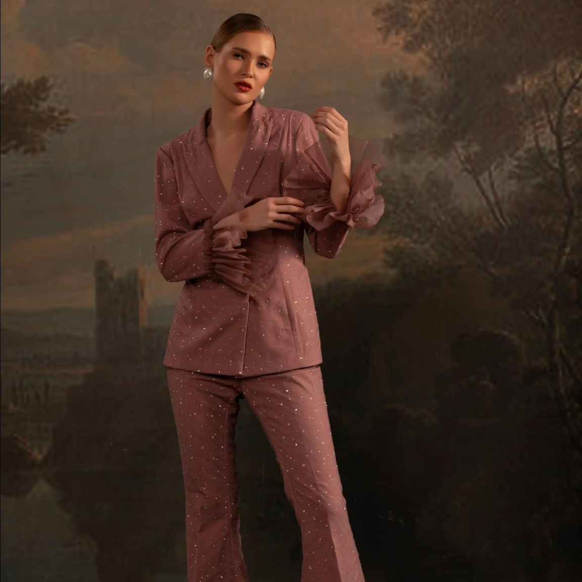Set Blazer Wanita Manik-manik  - Women Formal Wear With Tie ulasan dan harga