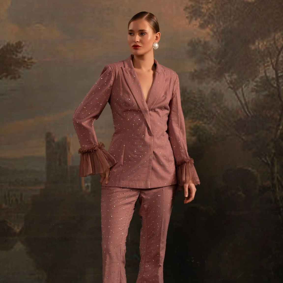 Set Blazer Wanita Manik-manik  - Women Formal Wear With Tie ulasan dan harga