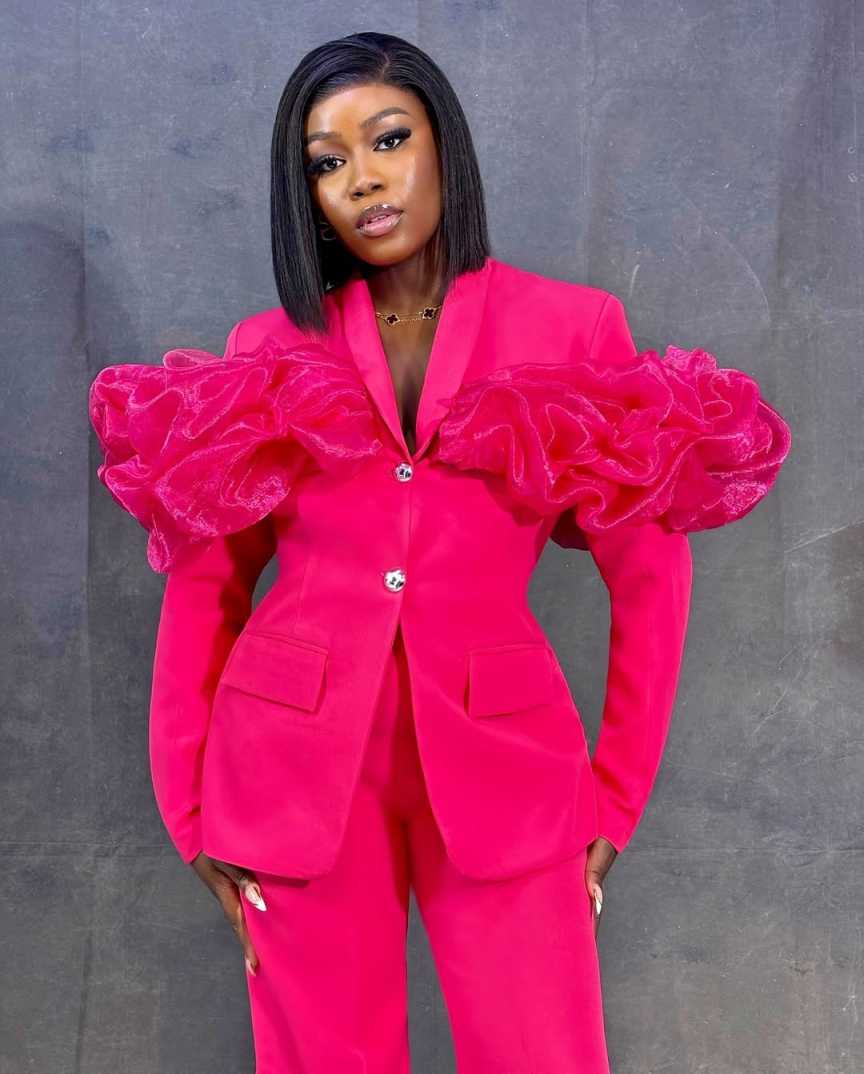 Setelan Celana Wanita Hot Pink - Women Formal Wear With Tie ulasan dan harga