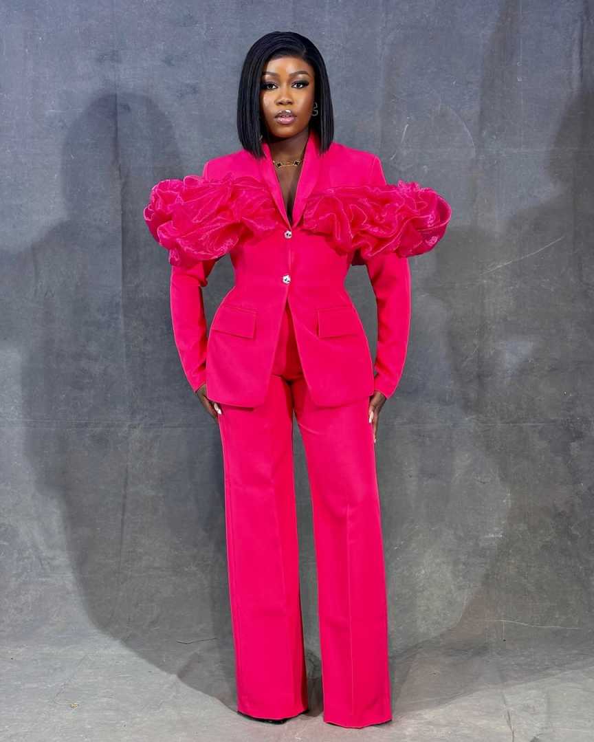 Setelan Celana Wanita Hot Pink - Women Formal Wear With Tie ulasan dan harga