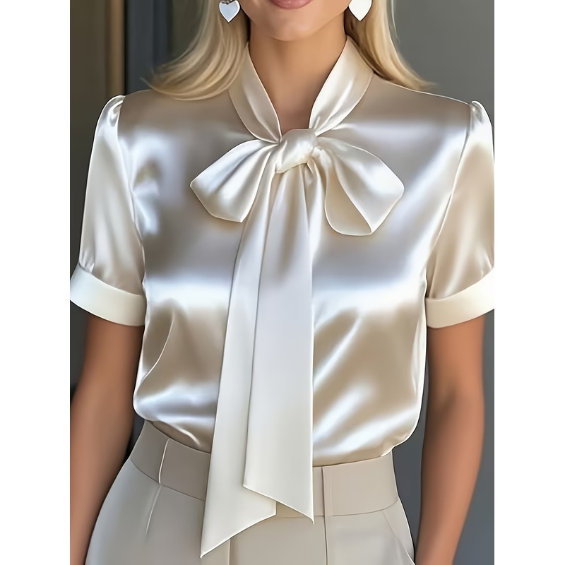 Kemeja Wanita Elegan Lengan Pe - Women Formal Wear With Tie ulasan dan harga